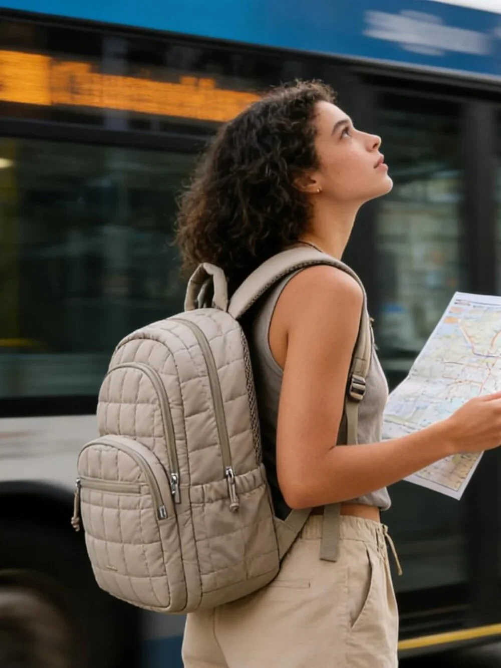 Stylish Water-Resistant Quilted Backpack for Women with Laptop & Travel Features